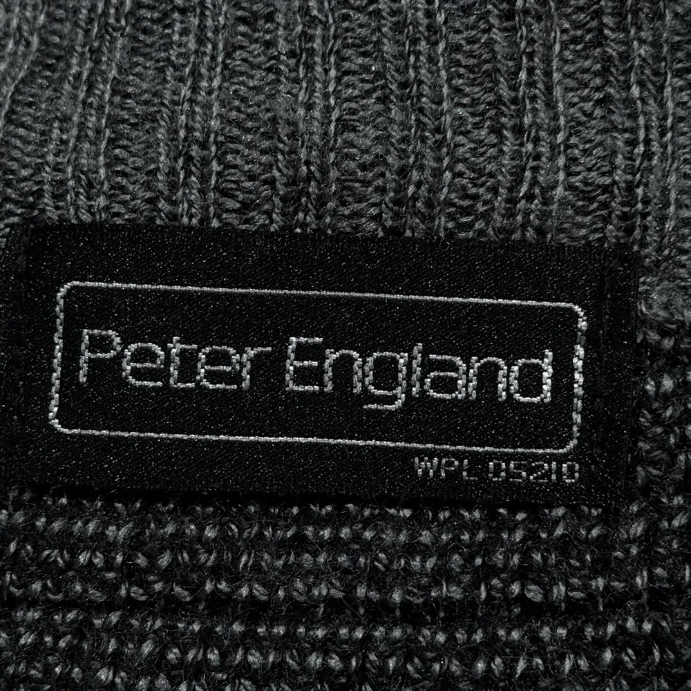 Vtg Peter England Mens Cardigan M Gray V Neck‎ Dad Grandpa Chunky Knit Sweater